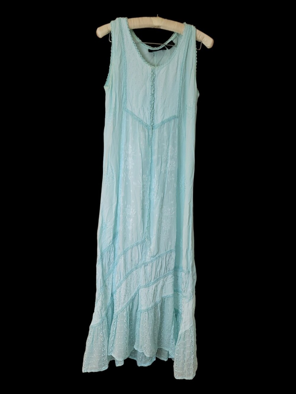 Nuluk Imports Boho Iced Blue Maxi Dress Fee Size O/S